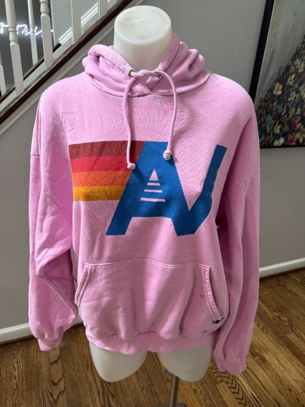 AVIATOR NATION LOGO PULLOVER RELAXED HOODIE PINK Small